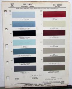 1964 Dodge Ditzler Color Paint Chips Selector Codes Leaflet Dart 880