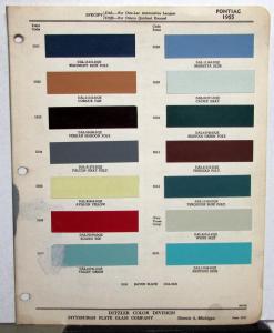 1955 Pontiac Color Paint Chips Leaflet Ditzler PPG Original