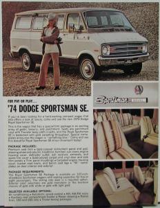 1974 Dodge Royal Sportsman SE Wagon Data Sheet Color Original On Cardstock