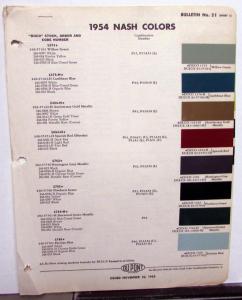 1954 Nash Color Paint Chips Leaflet DuPont Ambassador Statesman Rambler