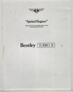 1992 Bentley Turbo R Spirited Elegance by Washington Times & other News Reprints