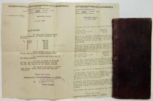 1919 International Harvester Order Book with Update Letters
