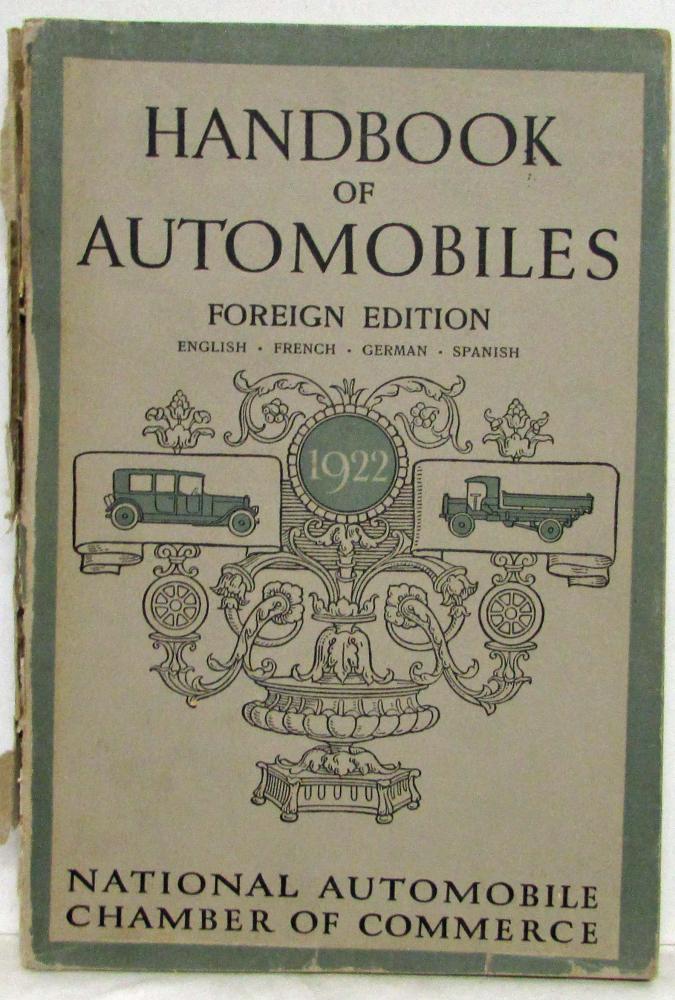 1922 Hand Book of American Automobiles - Foreign Edition Kissel Dodge Willys