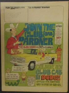 1973 Dodge Club Cab Pickup Truck Comic Style Newsprint Sales Brochure