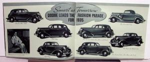 1935 Dodge Dealer Sales Brochure Candid Camera Shots Greentone Sedan Coupe