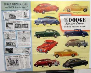 Original 1940 Dodge Dealer Color Sales Brochure Folder Luxury Liner Sedan Coupe