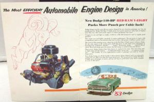 1953 Dodge Dealer Color Sales Brochure Red Ram Eight Get-Away Six Engines