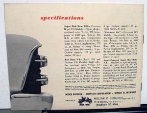 1955 Dodge Dealer Brochure Red Ram V8 & Super Red Ram Power