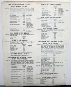 1964 Dodge Ditzler Color Paint Chips Selector Codes Leaflet Dart 880