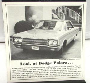 1965 Dodge Dealer Sales Brochure Small Folder Polara Original