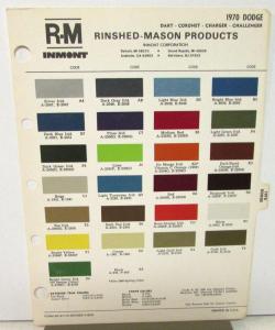 1970 Dodge Car PPG Ditzler Color Paint Chips Leaflet High Impact Colors Charger