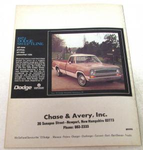 1971 Dodge News Magazine September Issue 1972 New Car Models Announcement