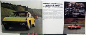 1974 Porsche 914 Dealer Prestige Color Sales Brochure Technical Data Original