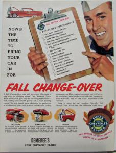 1955 Chevrolet Sales Brochure Mailer Fall Motor Check Up Peg Board Organization