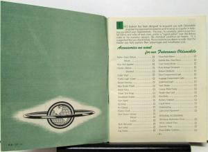 1950 Oldsmobile Accessories Sales Brochure Booklet