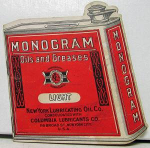 Original 1913 Monogram Oils & Greases NY Lubricating Oil Co Sales Brochure