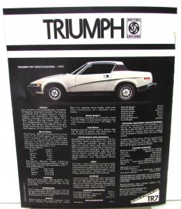 1977 Triumph TR7 Specs Features British Leyland Original Sales Brochure Rare