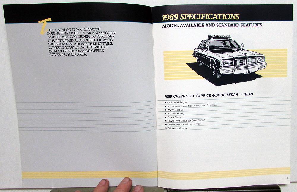 1989 Chevrolet Caprice Police Car Package Dealer Sales Brochure Fleet SEO PC1