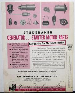 1951 Studebaker Parts Bulletin Indep Garages Generator & Starter Motor Original