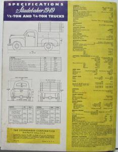 1949 Studebaker 1/2 & 3/4 Ton Pickup Truck Original Sales Folder