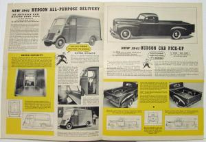 1941 Hudson Business Cars Sales Brochure Delivery Pickup Big Boy Sedan Wagon