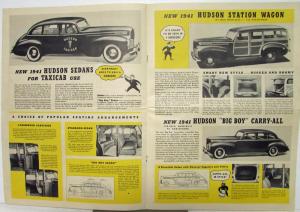 1941 Hudson Business Cars Sales Brochure Delivery Pickup Big Boy Sedan Wagon