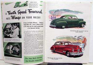 1942 Nash Ambassador Six & Eight & 600 Original Color Sales Brochure