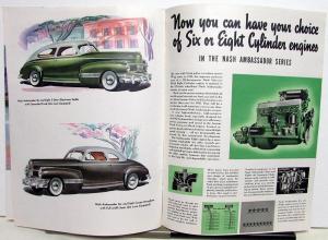 1942 Nash Ambassador Six & Eight & 600 Original Color Sales Brochure