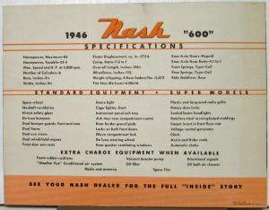 1946 Nash 600 Original Sales Folder