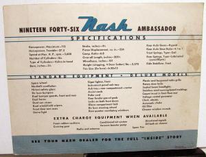 1946 Nash Ambassador Original Sales Folder