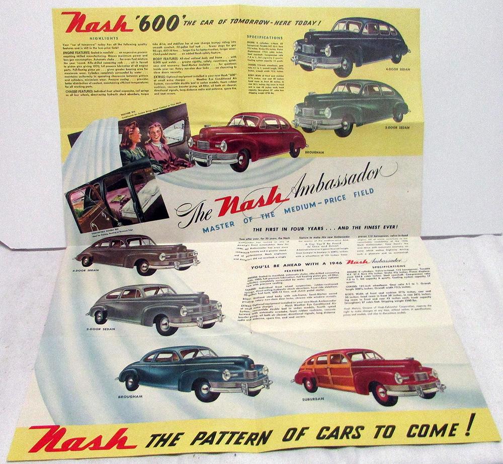 1946 Nash 600 and Ambassador Color Sales Folder Original