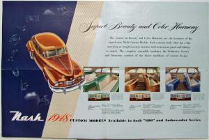 1948 Nash Custom Models 600 & Ambassador Series Color Sales Folder Original