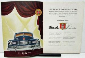 1947 Nash 600 & Ambassador SUPER Series Color Sales Brochure Original