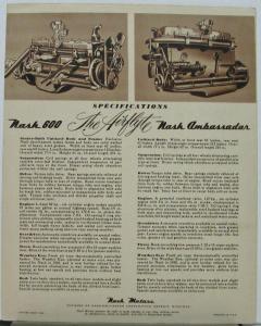 1949 Nash 600 & Ambassador Airflyte Series Sales Folder Original