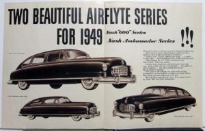 1949 Nash Airflyte Series 600 & Ambassador Sales Folder Original Browntone