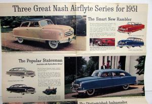 1951 Nash Ambassador Statesman Rambler Airflytes Color Sales Folder Original