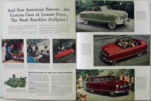 1951 Nash  Ambassador Statesman Rambler Airflyte Sales Brochure Original XL