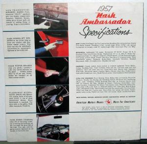 1957 Nash Ambassador V-8 Models Color Sales Folder Original