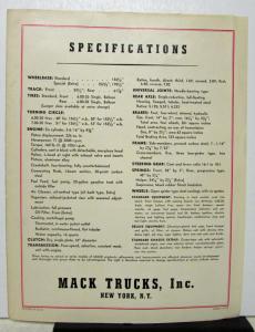 1940 Mack Truck Model DE Sales Brochure with Specification