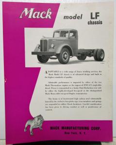 1949 Mack Truck Model LF Specification Sheet