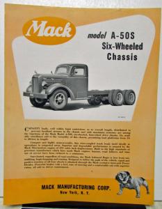 1950 1951 Mack Truck Model A 50S Spec Sheet