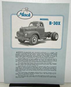 1953 Mack Truck Model B 30X Specification Sheet