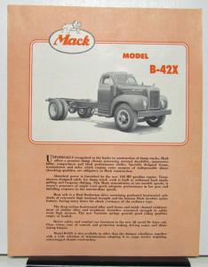 1953 Mack Truck Model B 42X Specification Sheet