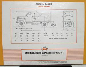 1953 Mack Truck Model B 42X Specification Sheet