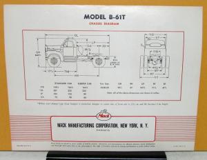 1954 Mack Truck Model B 61T Specification Sheet