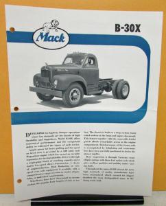 1957 Mack Truck Model B 30X Specification Sheet