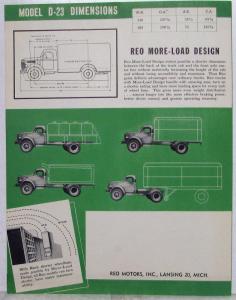 1948 REO Truck Model D 23 Specification Sheet and Sales Brochure