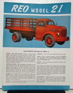 1949 1950 REO Truck Model 21 Specification Sheet