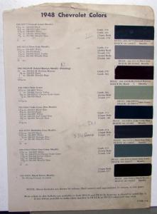 1948 Chevrolet DuPont Color Paint Chips & Formulas Original