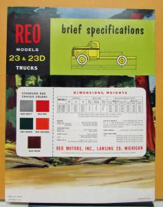 1953 REO Truck Model 22 & 23D Sales Brochure With Brief Specification